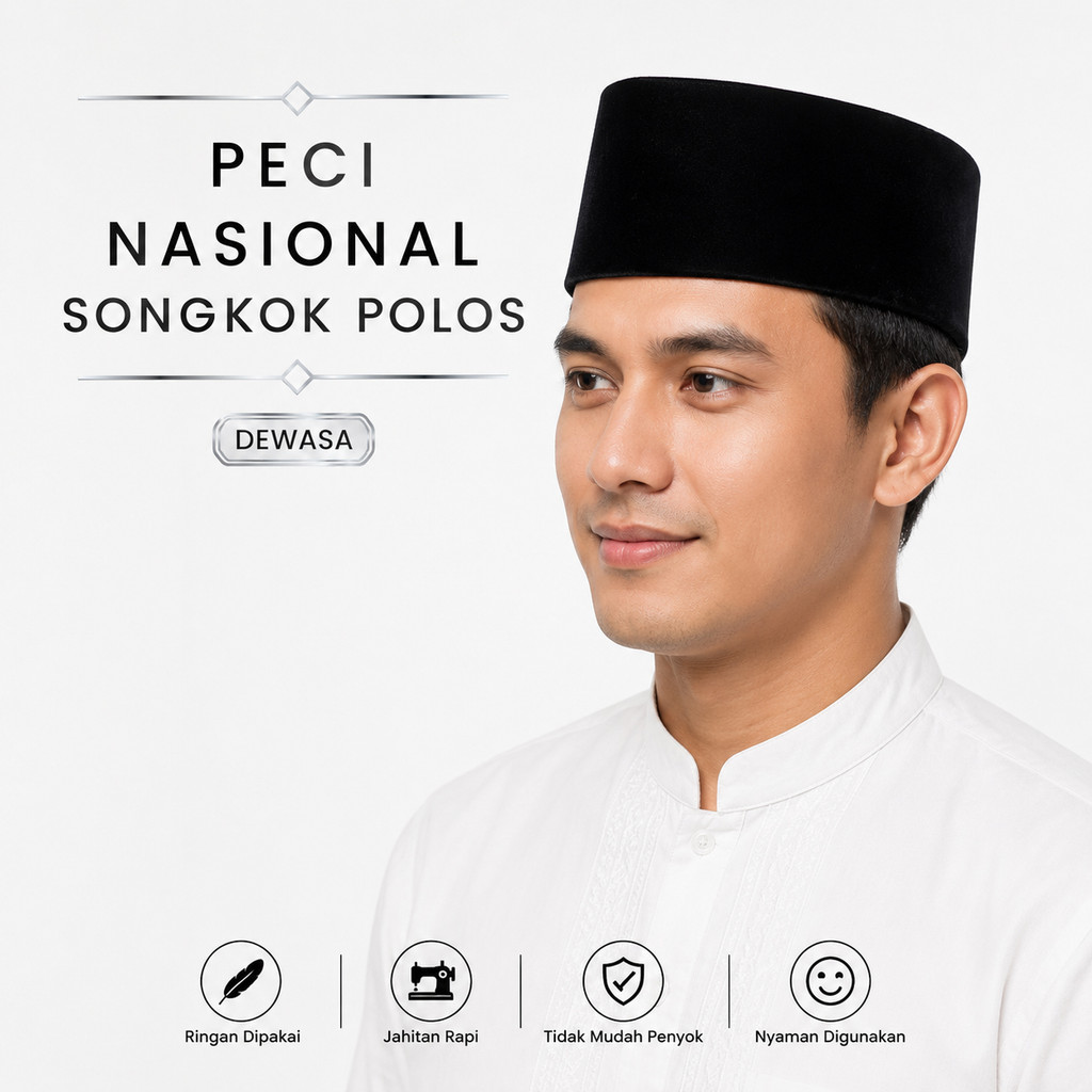 Peci Songkok Polos / Peci Songkok Hitam / Peci Songkok Polos Hitam / Peci Songkok Kulitas Premium