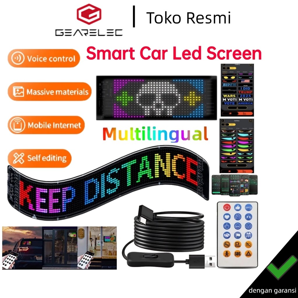 Jual Led Matrix Panel Mobil Sign Source Bluetooth Lampu RGB Flexible ...