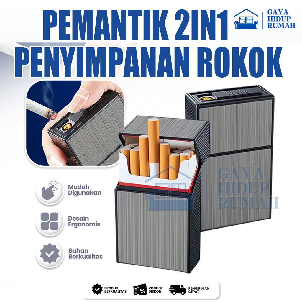 Jual Kotak Rokok Elektrik USB-Isi Ulang via USB+Desain Anti Angin ...