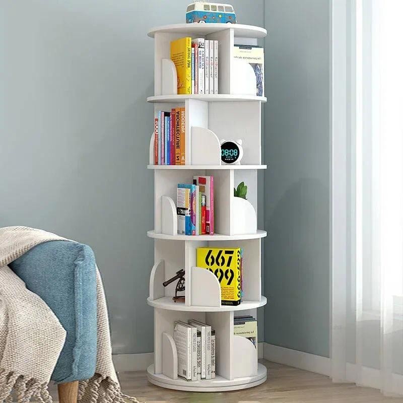 Jual Simple Library Bookshelf Home Wooden Bookcases Space Saving Floor ...