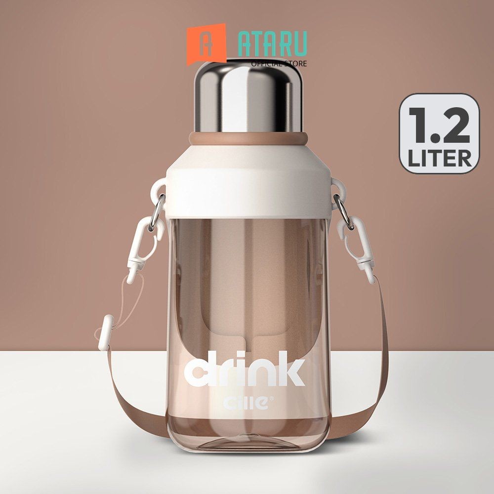 Jual Ataru Botol Minum Tritan 1.2 ltr - Cokelat Tumbler Botol Air ...