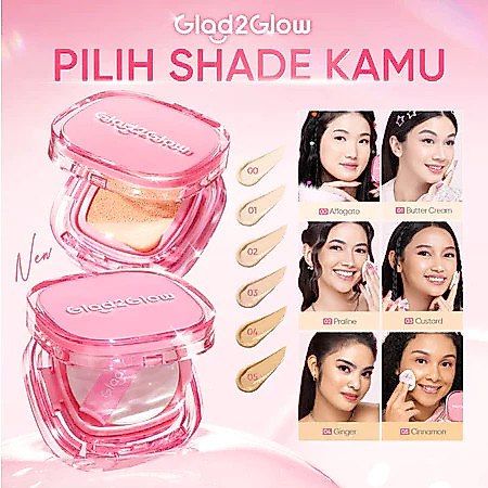 [FREE GIFT]Glad2Glow 2in1 Perfect Pair Cushion Powder Foundation Waterproof Make Up Setting BB Cream Tahan 12Jam