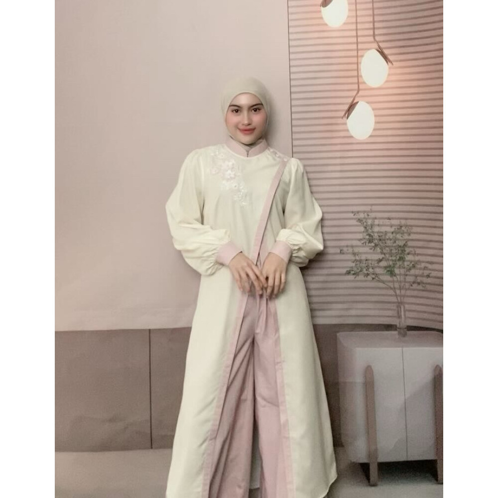 Jual FADFAD Setelan Wanita Elegan | Atasan Lengan Panjang Bordir Merah ...