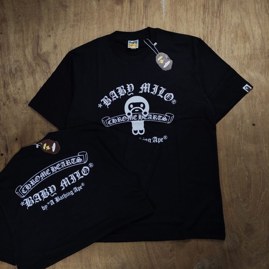 Jual KAOS OVERSIZE A BATHING APE BAPE X CHROME HEARTS LOGO BABBY MILLO ...