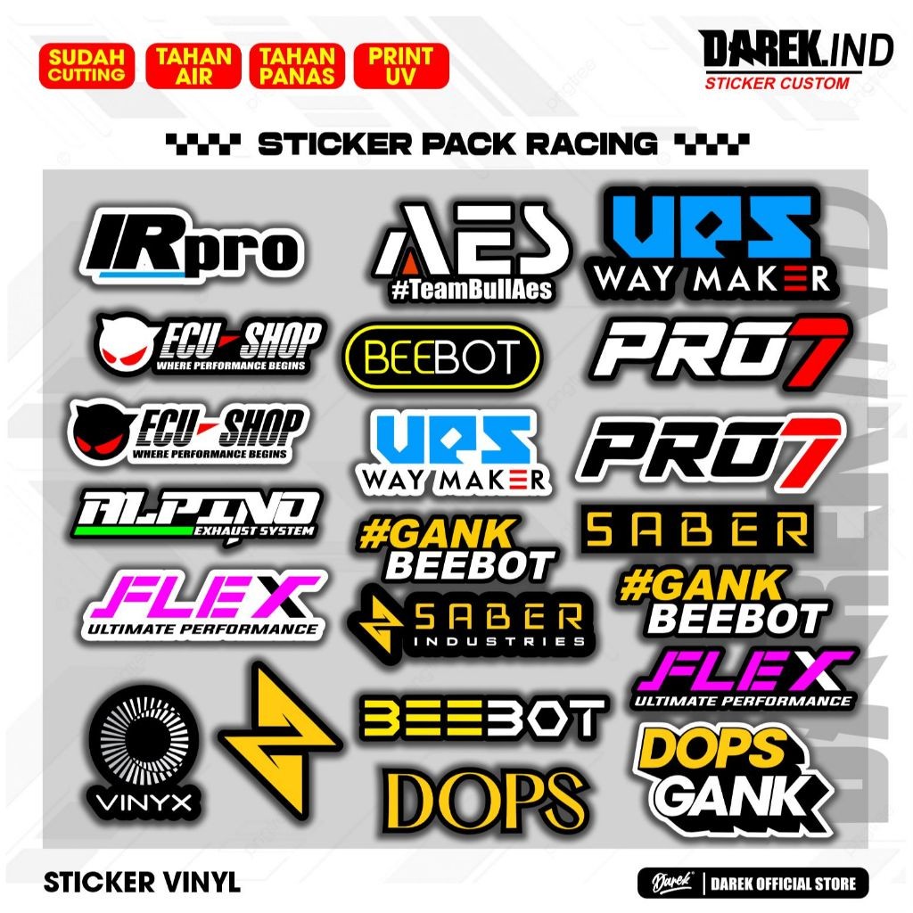 Jual STICKER PACK PRINT CUTTING RACING PRO7 BEEBOT SABER FLEX ECUSHOP ...