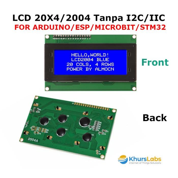 Jual LCD 20X4 2004 Arduino Raspberry Compatible 20x04 Biru Blue & I2C ...