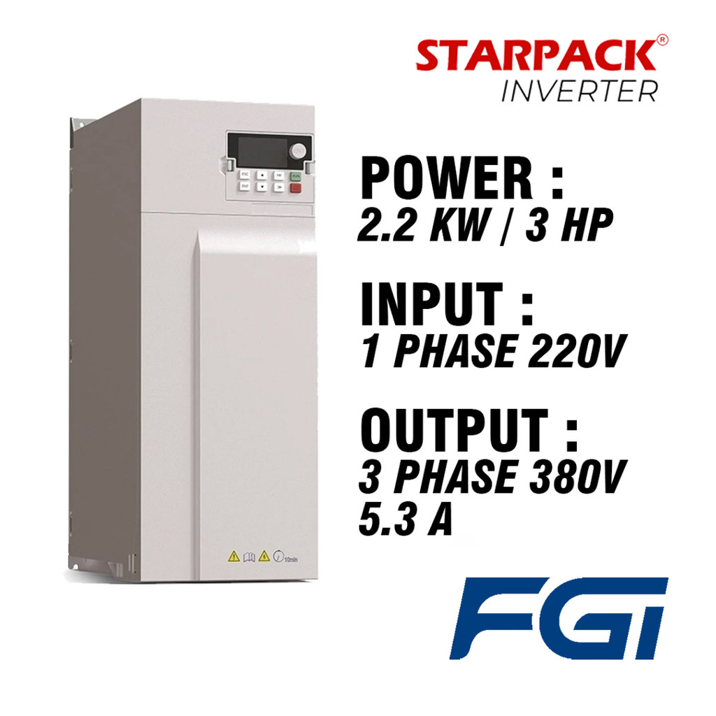 Jual Inverter VFD FGI FD500 2.2 KW / 3 HP Input 1Phase 220v Output ...