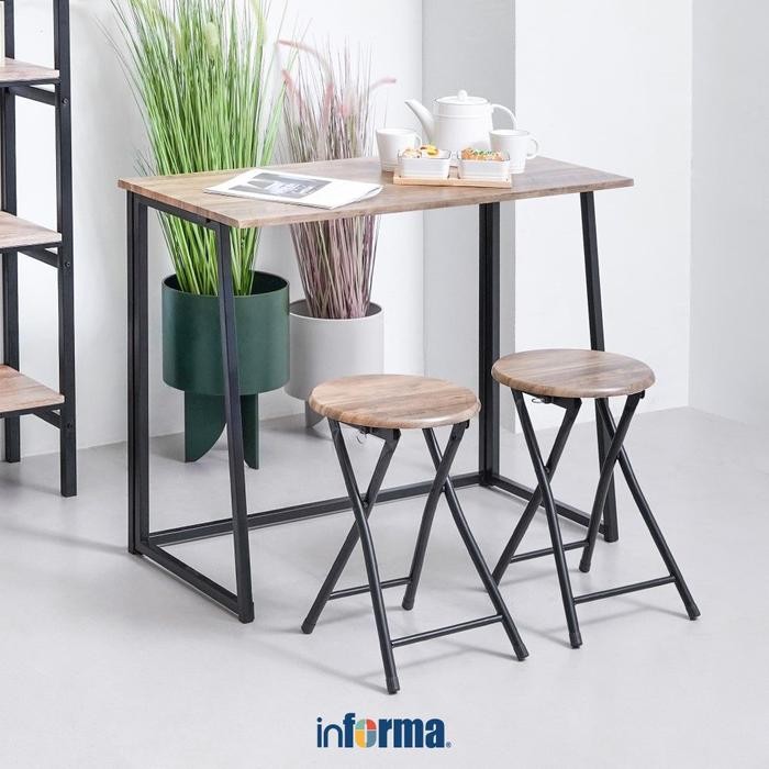 Jual Informa Lexi Set Meja Makan Lipat 2 Bangku - Cokelat Walnut Kursi ...
