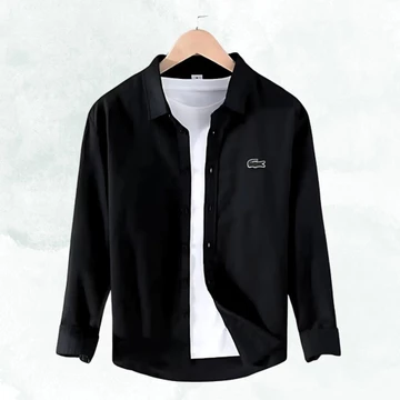 Kemeja Pria Lengan Panjang Slim Fit Katun Premium Polos Hitam Abu Modis Kasual Formal Kantor