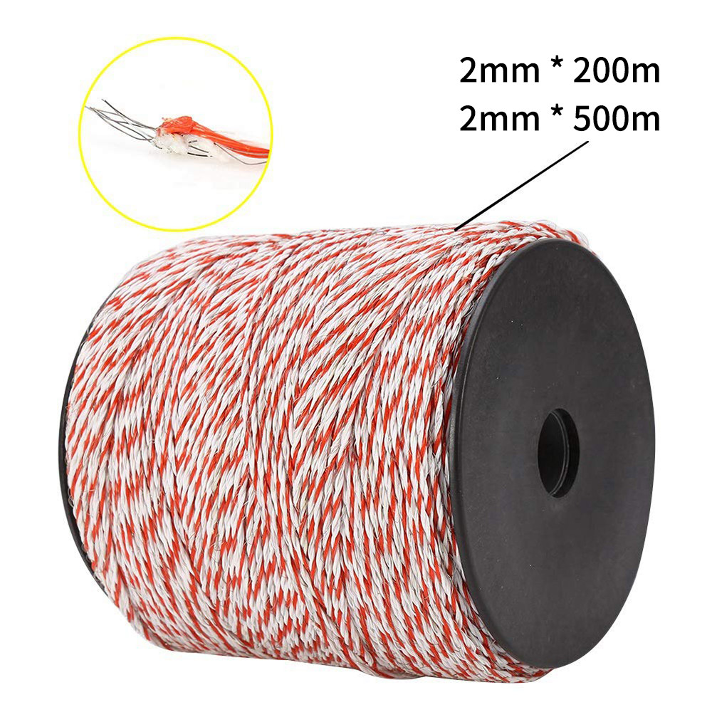 ZJchao Electric Fence Wire, 500M White Red Electric Livestock Fence
