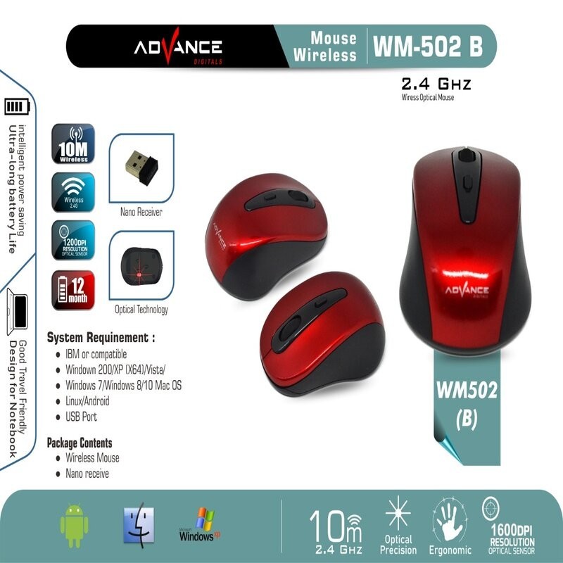 Jual Mouse Wireless Advance WM502 B / Advan WM502B | Shopee Indonesia