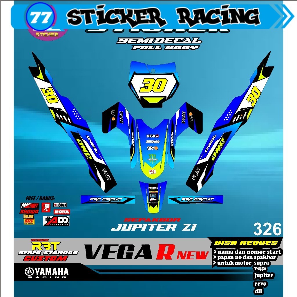 Jual Sticker Rbt Vega R New Desain Racing Simple ( Free Nama Dan Nomor ...