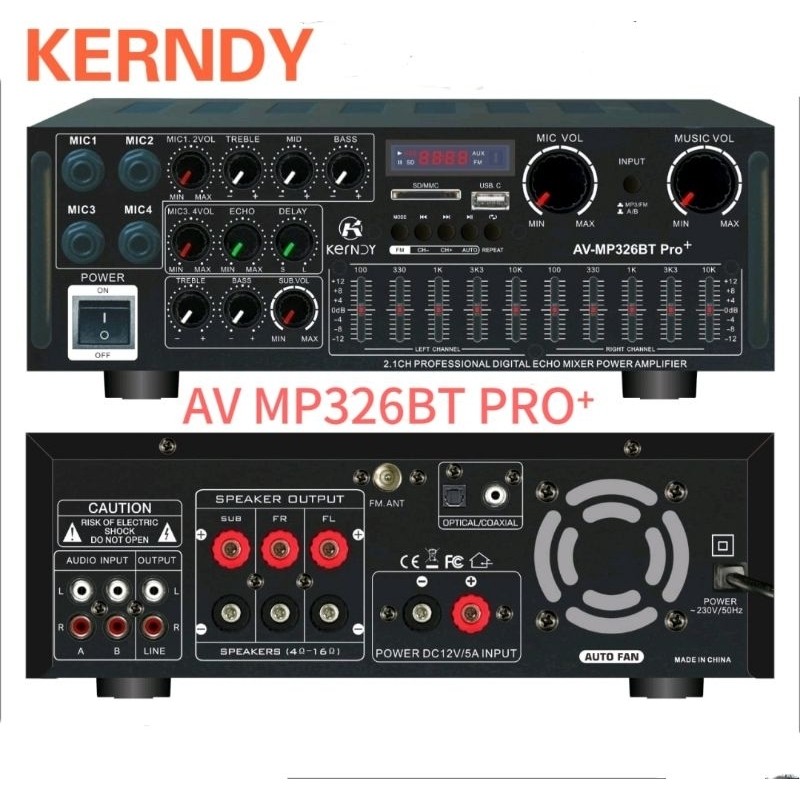 Jual Amplifier kerndy Bluetooth 5.3 Audio AV-326 PRO+ Channel 2.1 Full ...