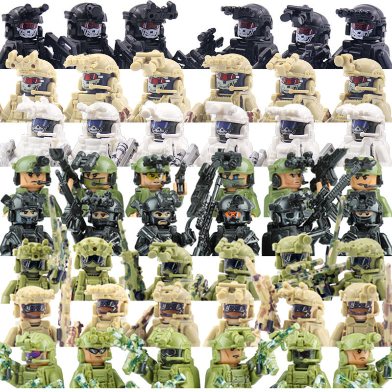 Jual Military Special Forces Building Blocks Model City SWAT Ghost ...