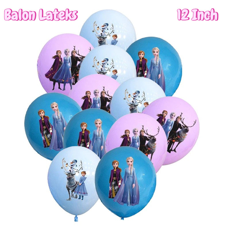 Balon Lateks 12 Inch Karakter Frozen - Elsa & Anna, Untuk Dekorasi Pesta Ulang Tahun