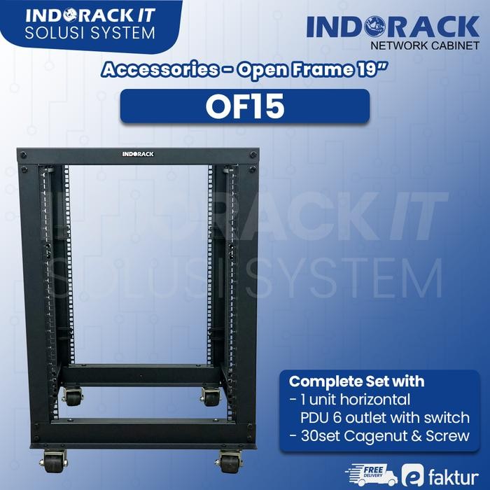 Jual Open Frame Rack 15U Depth 660 - 1120mm OF15 Rak Server 15U ...