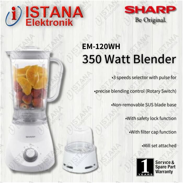 Jual SHARP BLENDER PLASTIK 1.25 LITER EM-120WH | Shopee Indonesia