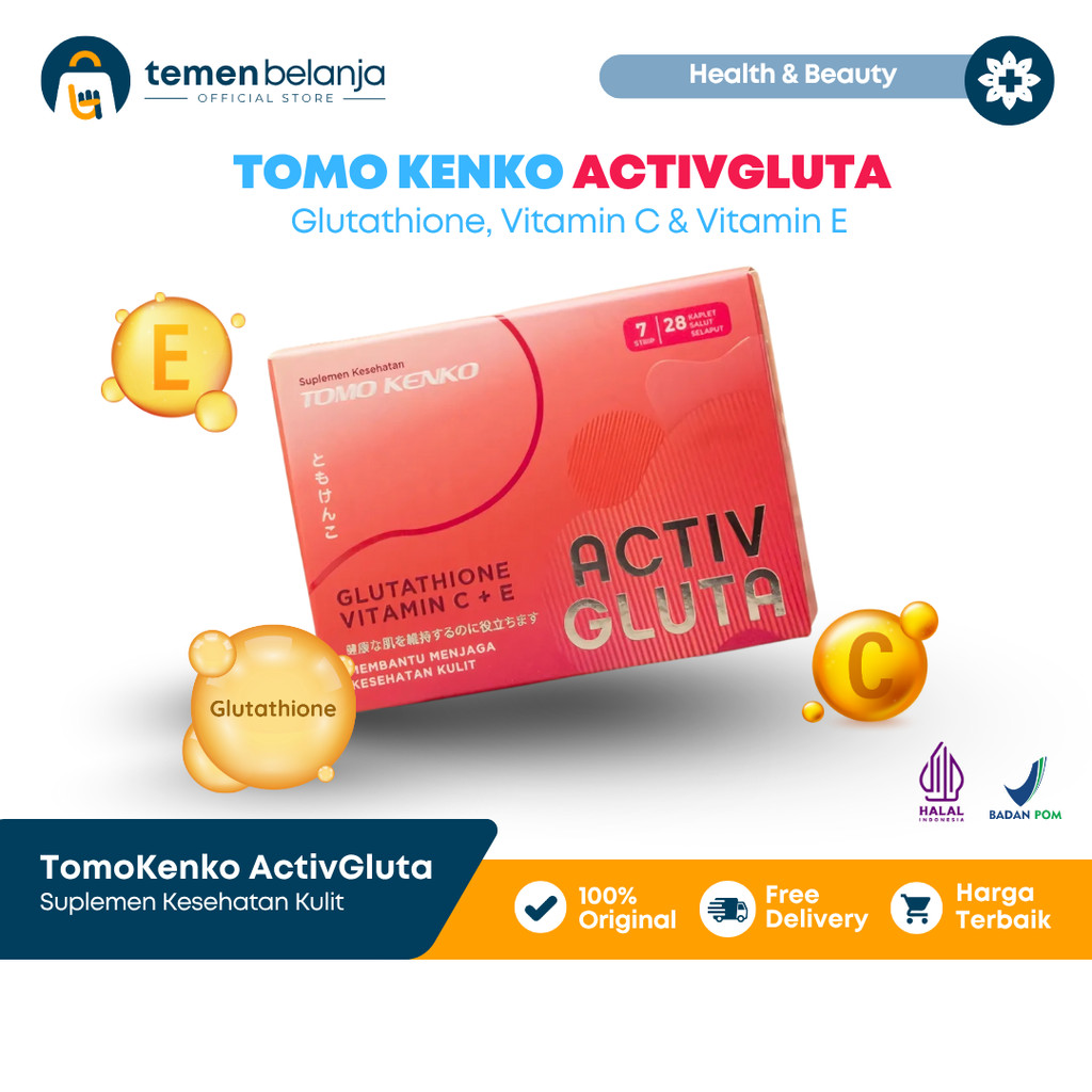 suplemen glutathione terbaik Jual Tomo Kenko Activgluta | Suplemen Glutathione Vitamin C & E untuk Kulit  Cerah & Glowing