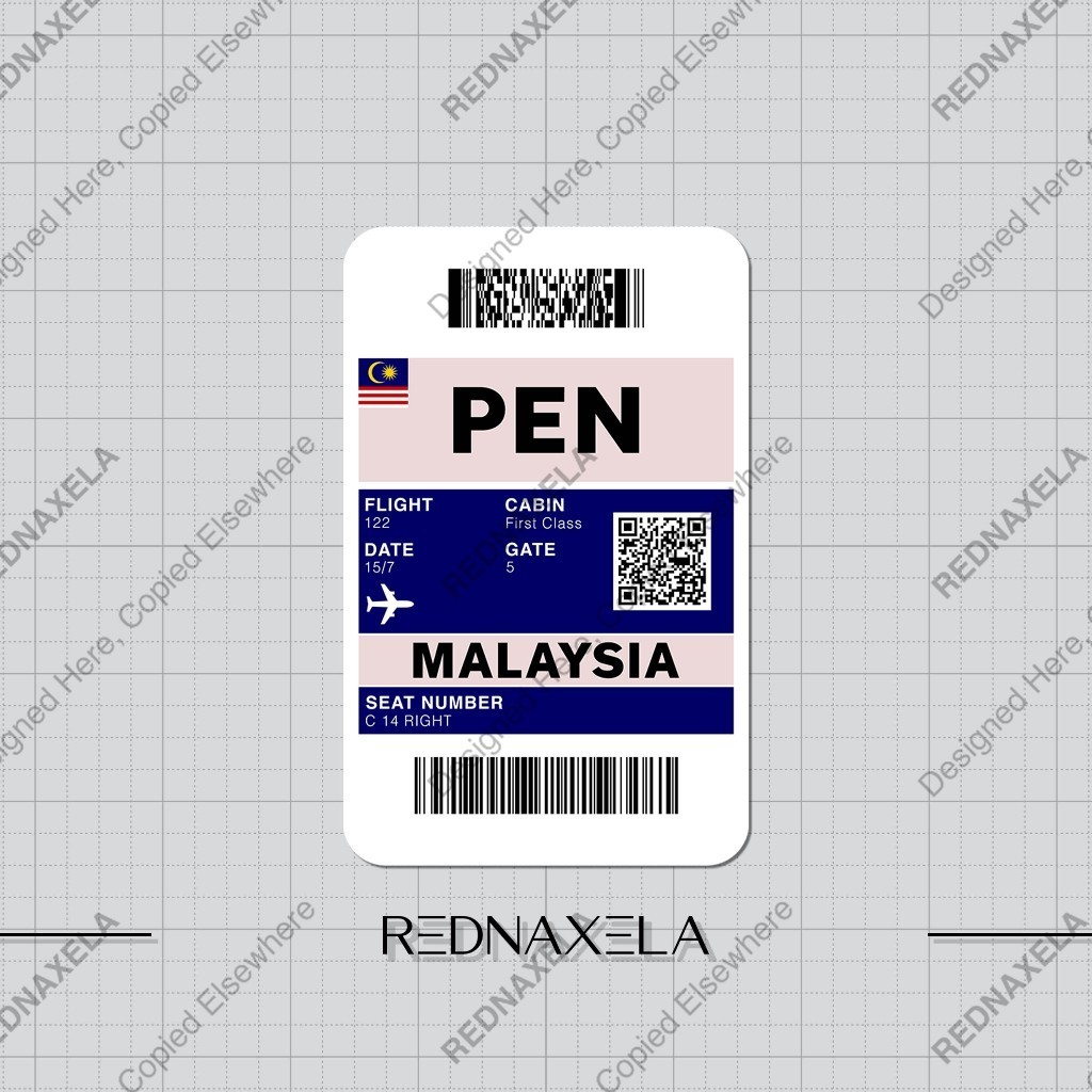 Jual Stiker Vinyl Boarding Pass PEN Penang Malaysia Stiker Koper ...
