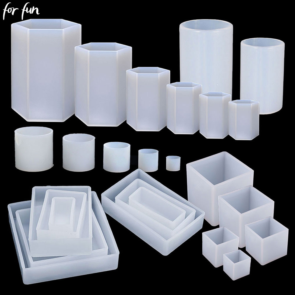 Jual For Fun Hexagon Cylinder Cuboid Cube Silicone Mold Crystal Epoxy ...