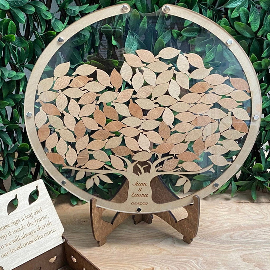 Jual Wedding Guest Book Kit Wooden Transparent Guest Book Drop Box with ...