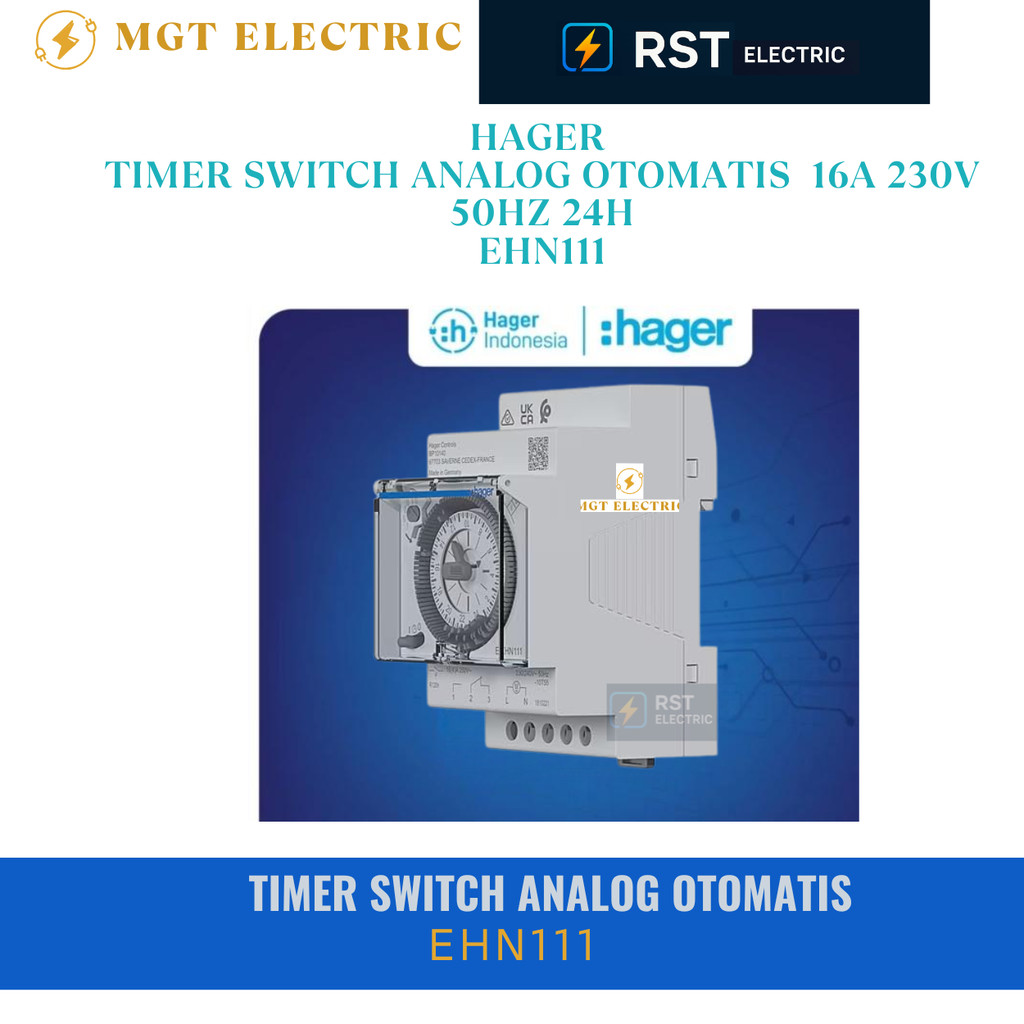 Jual Hager Timer EHN111 Time Switch Analog Otomatis Auto 16A 230V 50HZ ...