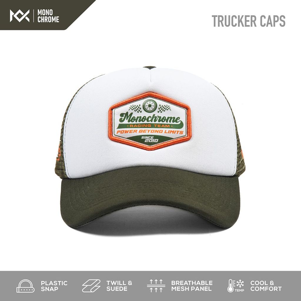 Jual Monochrome Topi Pria Trucker Jaring Cotton Twill Hat Outdoor Green ...
