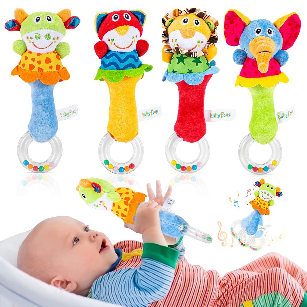 Jual Plush Baby Soft Rattle Toys,Fabric Ring Rattles Shaker,Infant ...