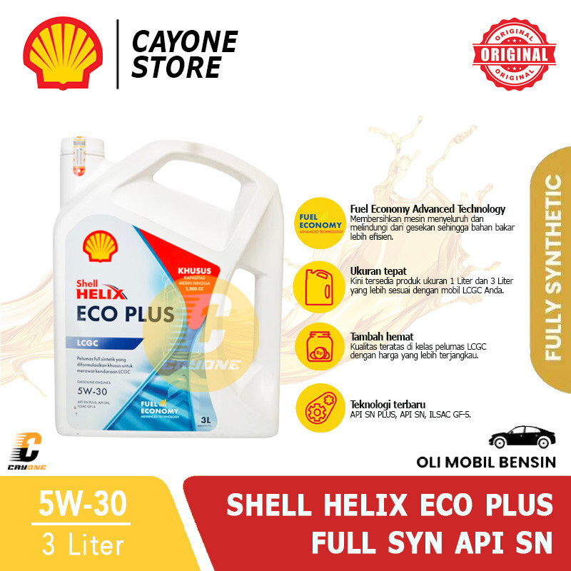 Jual SHELL Oli Mobil Helix Eco Plus Full Synthetic 5W-30 API SN 3 L ...