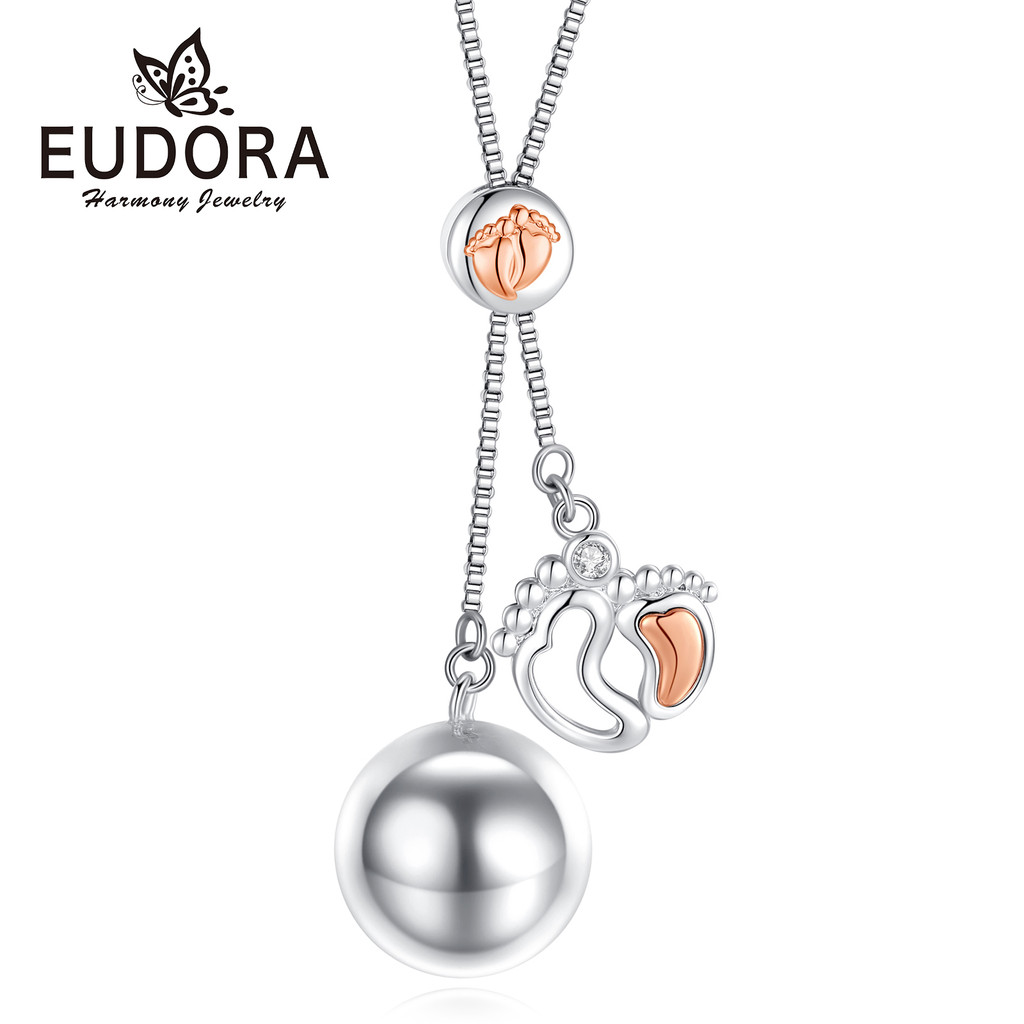 EUDORA Harmony Ball Angel Caller Zwangerschap Vrouwen Ketting Bloem van Hoop Vintage Wensen Chime Ball Bola Hanger voor Toekomstige Mama Sieraden Origineel Gift, 114 cm 76 cm