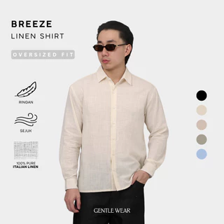 GENTLEWEAR BREEZE Linen Shirt - Kemeja Linen Pria Lengan Panjang Premium Adem Ringan Smart Casual Shirt Oversized Fit
