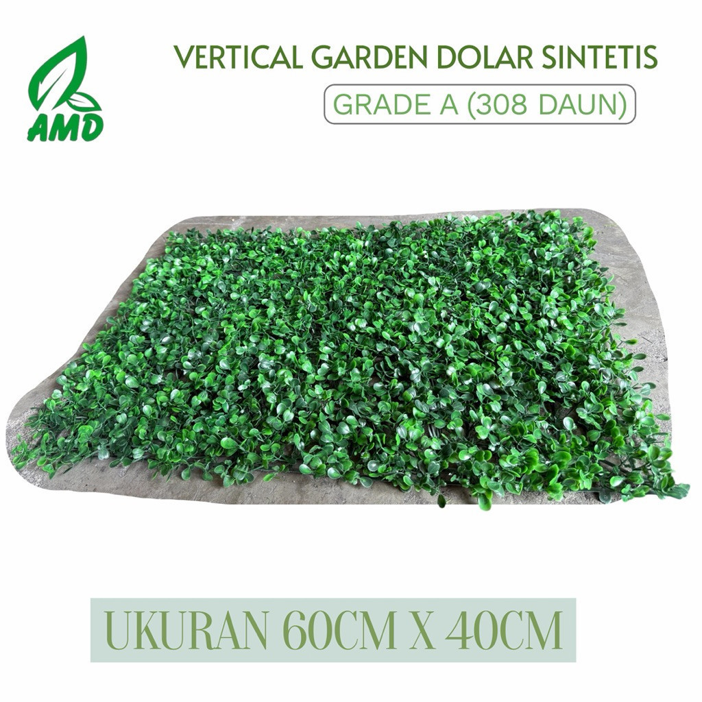 AMD GRASS Vertical Garden Dolar Artificial Oxylia Sintetis Kepadatan 308 dan 247 Ukuran 60cm x 40cm