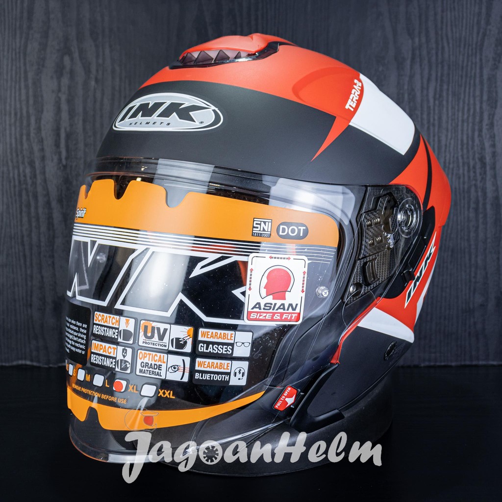 Jual INK HELM TERRA 2 #3 MOTIF | MATT FIRE RED BLACK | TERRA2 DOUBLE ...