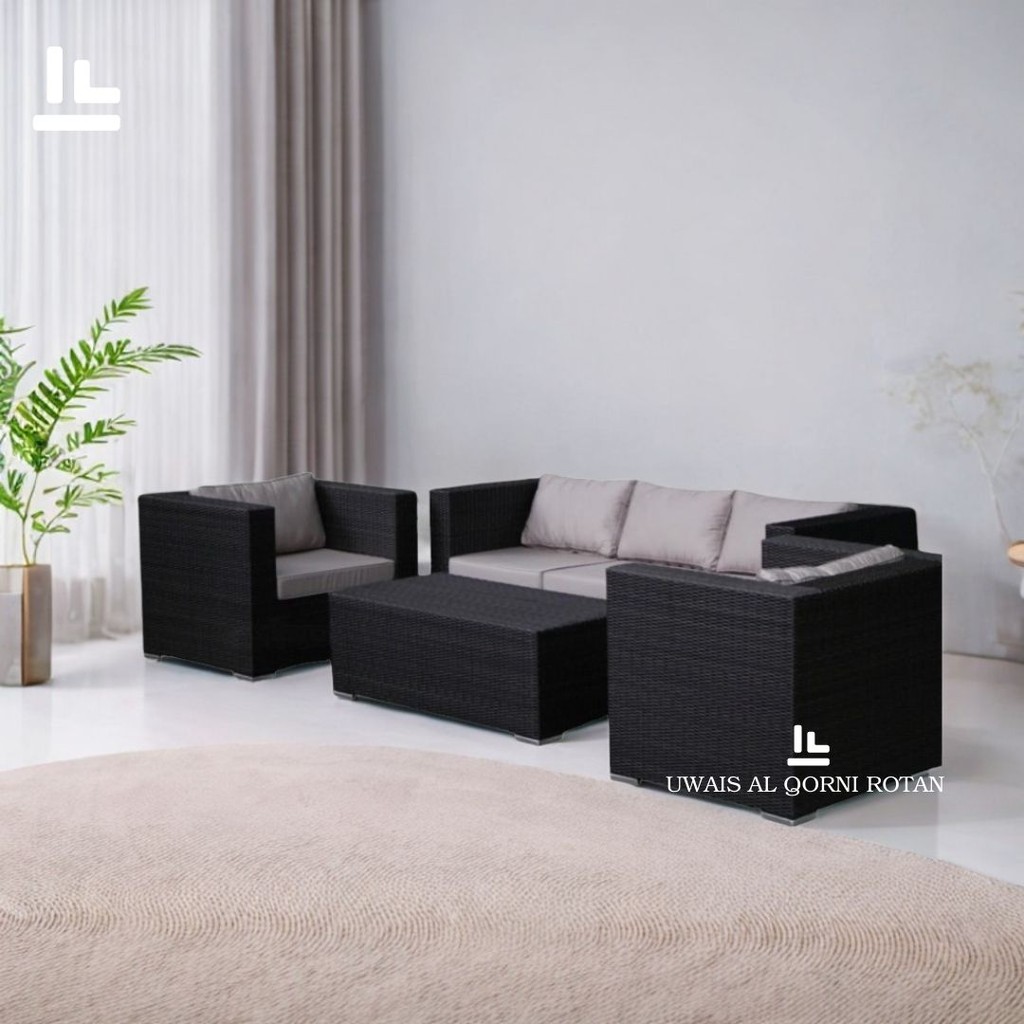 Sofa Rotan Sintetis 3+1+1 Set – Kursi Tamu & Teras Elegan Nyaman Tahan Cuaca / Sofa Tamu Indoor