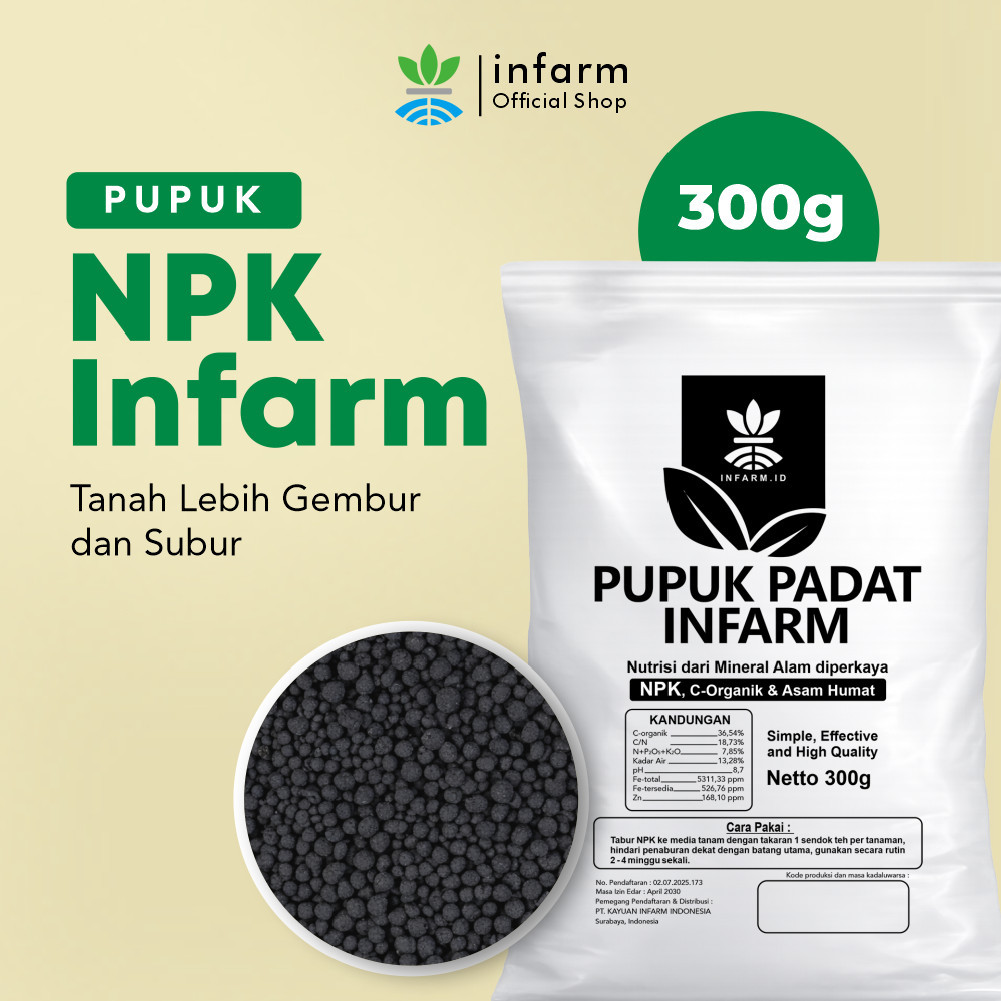 Pupuk NPK Padat Infarm 300 gram, NPK 10-10-10 Seimbang PREMIUM PENYUBUR Tanah dan Nutrisi PERTUMBUHAN Tanaman