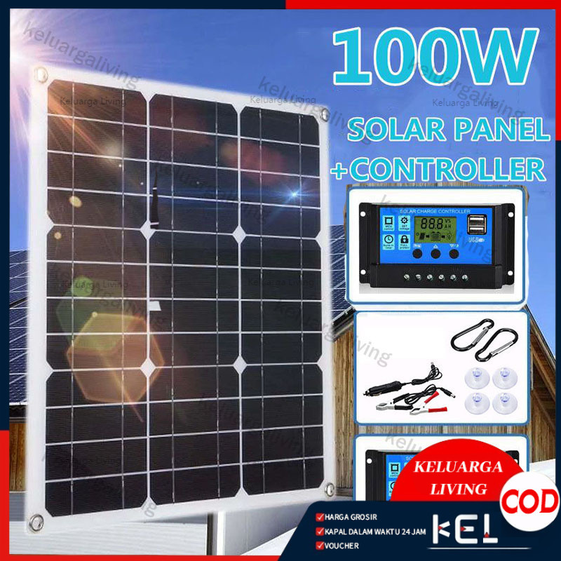 Jual 100W Solar Panel Solar Charge Controller LED Display Solar PWM 12V ...