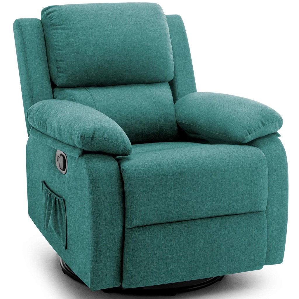 Single Seat 360 Degree Swivel Rocking Sofa Recliner Chair Relax Armchair  with Linen Fabric for Bedroom Living Room