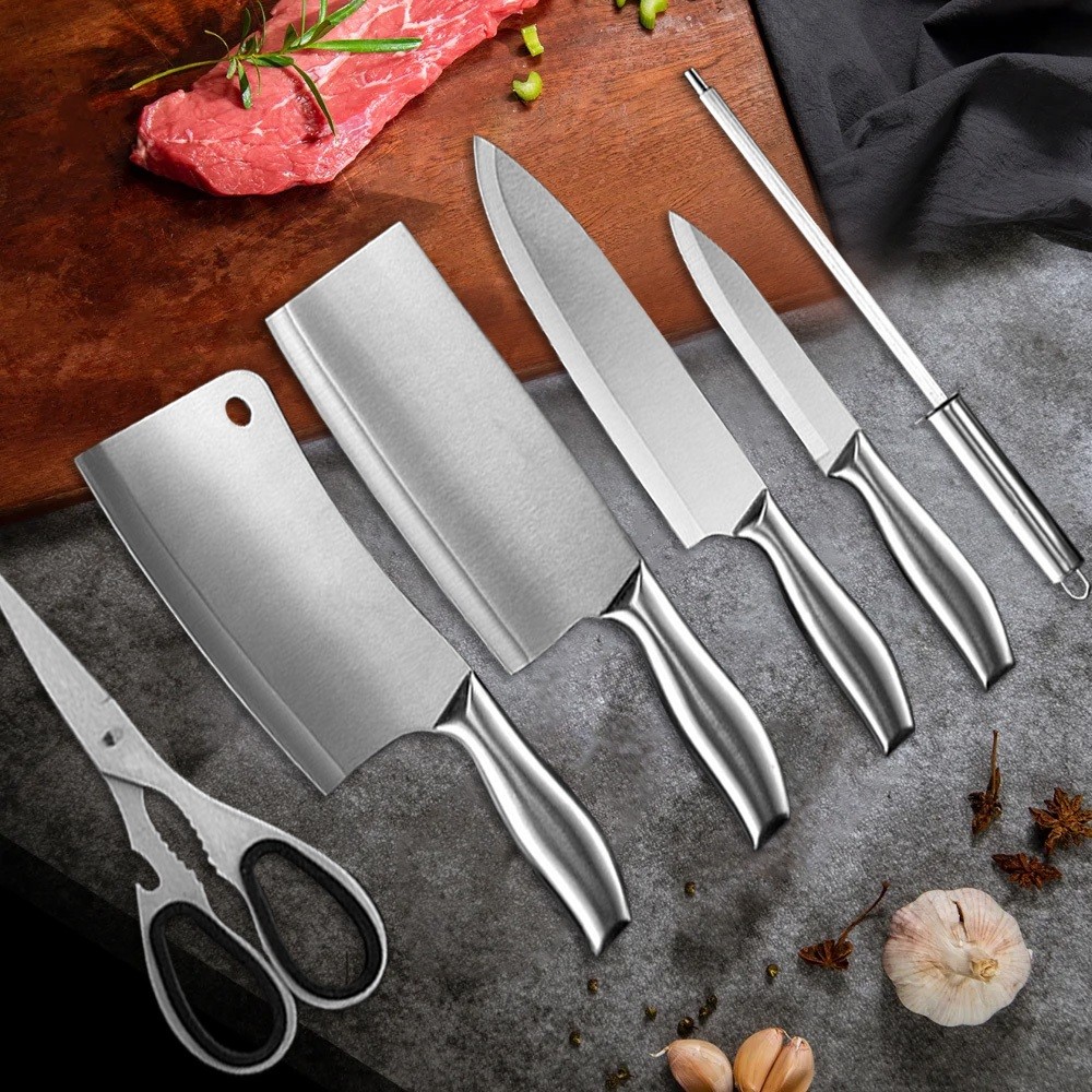 Jual WOLDANSHOP 6 Pcs Pisau Set kitchen knives Anti Karat Pisau daging ...