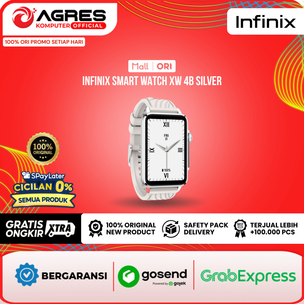 Jual INFINIX SMART WATCH XW 4B SILVER 1.57 INCH FULL TOUCH HD 230 MAH ...