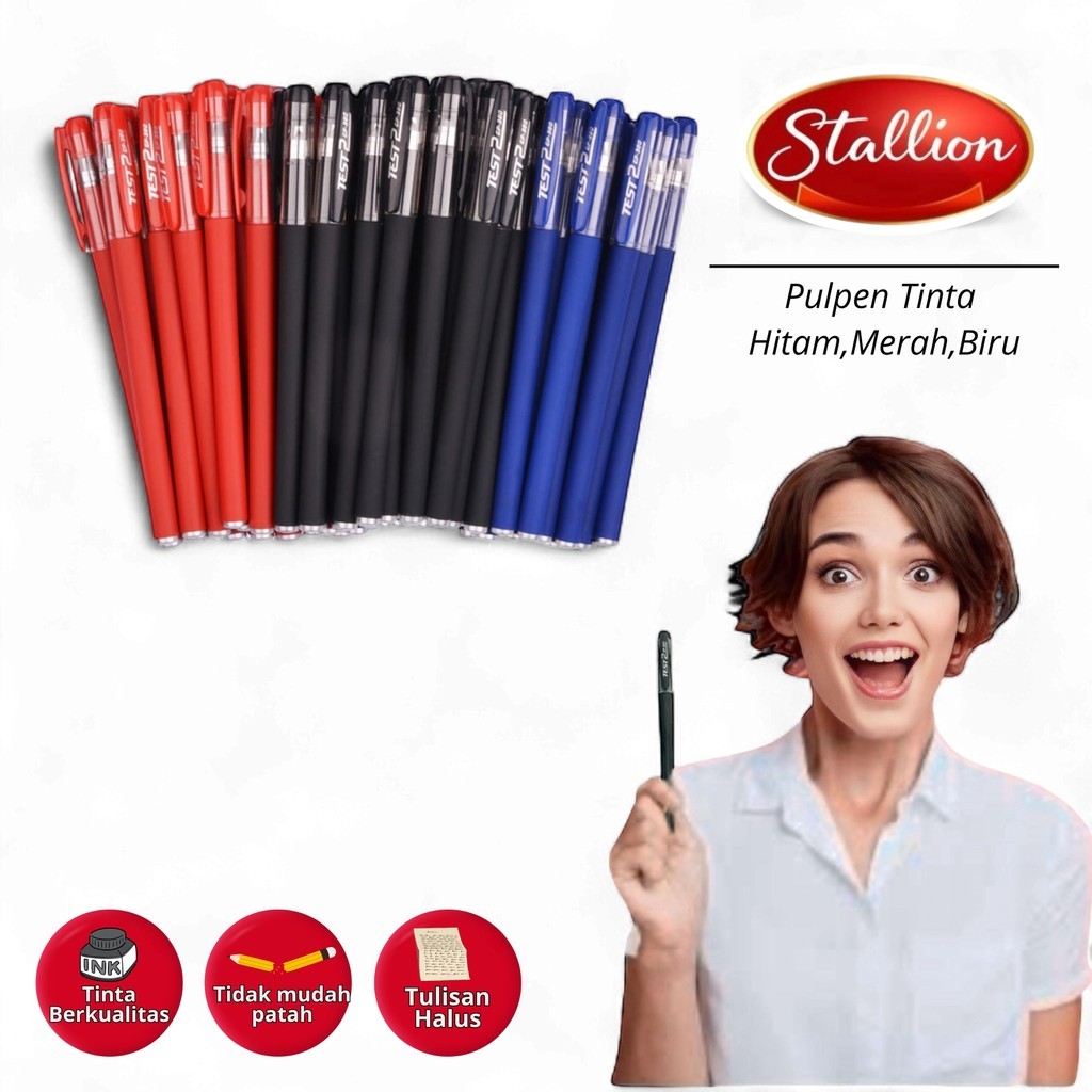 Pulpen Isi 20 Pcs Tinta Hitam perlengkapan sekolah Untuk Kantor Mahasiswa Pelajar Menulis Menggambar Bisa Cod