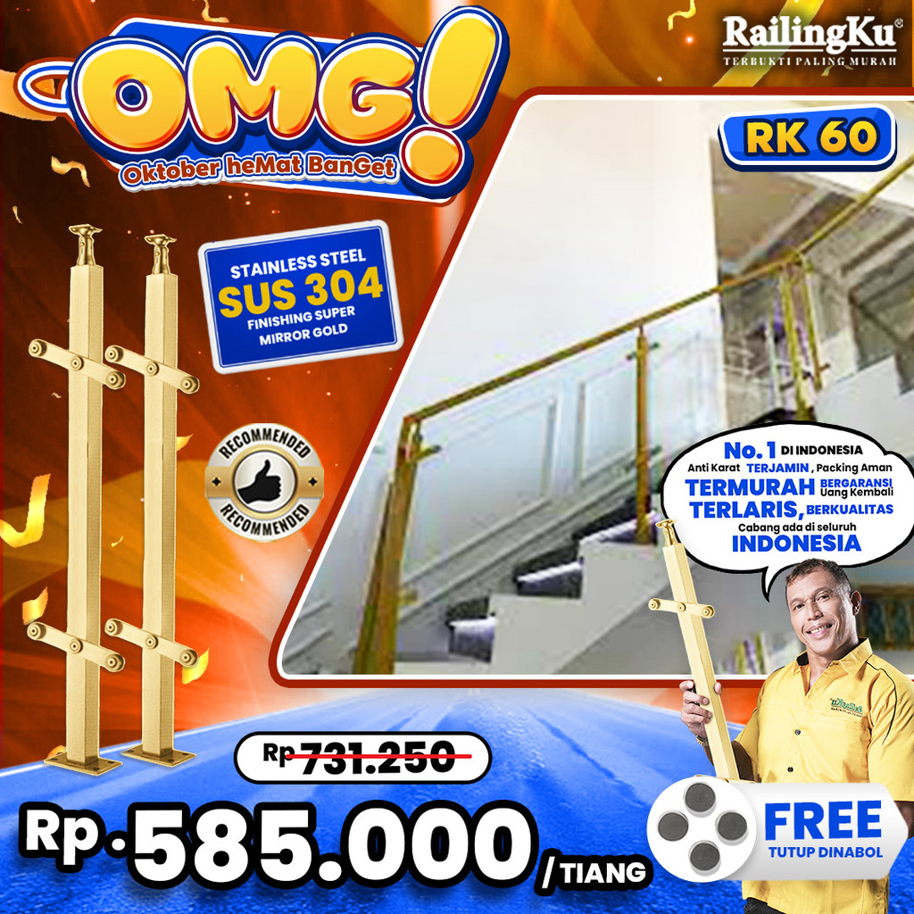 Jual Railing Tangga Stainless Gold Edition Tiang Railingku [OMG!] RK 60 ...