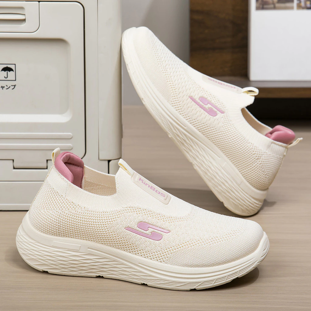 Sepatu Wanita Sepatu Olahraga Import Korea Model Slip On Design Terbaru Rajut Shoes SKT1105-W