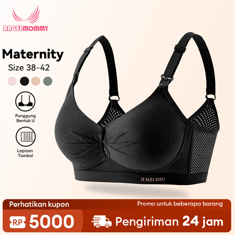 ANGEL MOMMY Bra Menyusui Tanpa Kawat Busa Tipis Bahan Rajut Nursing 2095