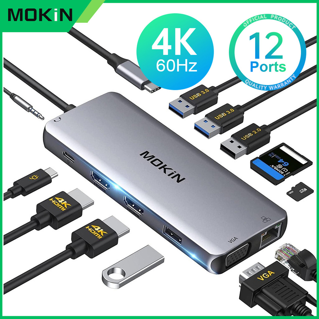 Jual MOKiN USB C Docking Station, Dual HDMI Adapter 12 in 1 Triple ...