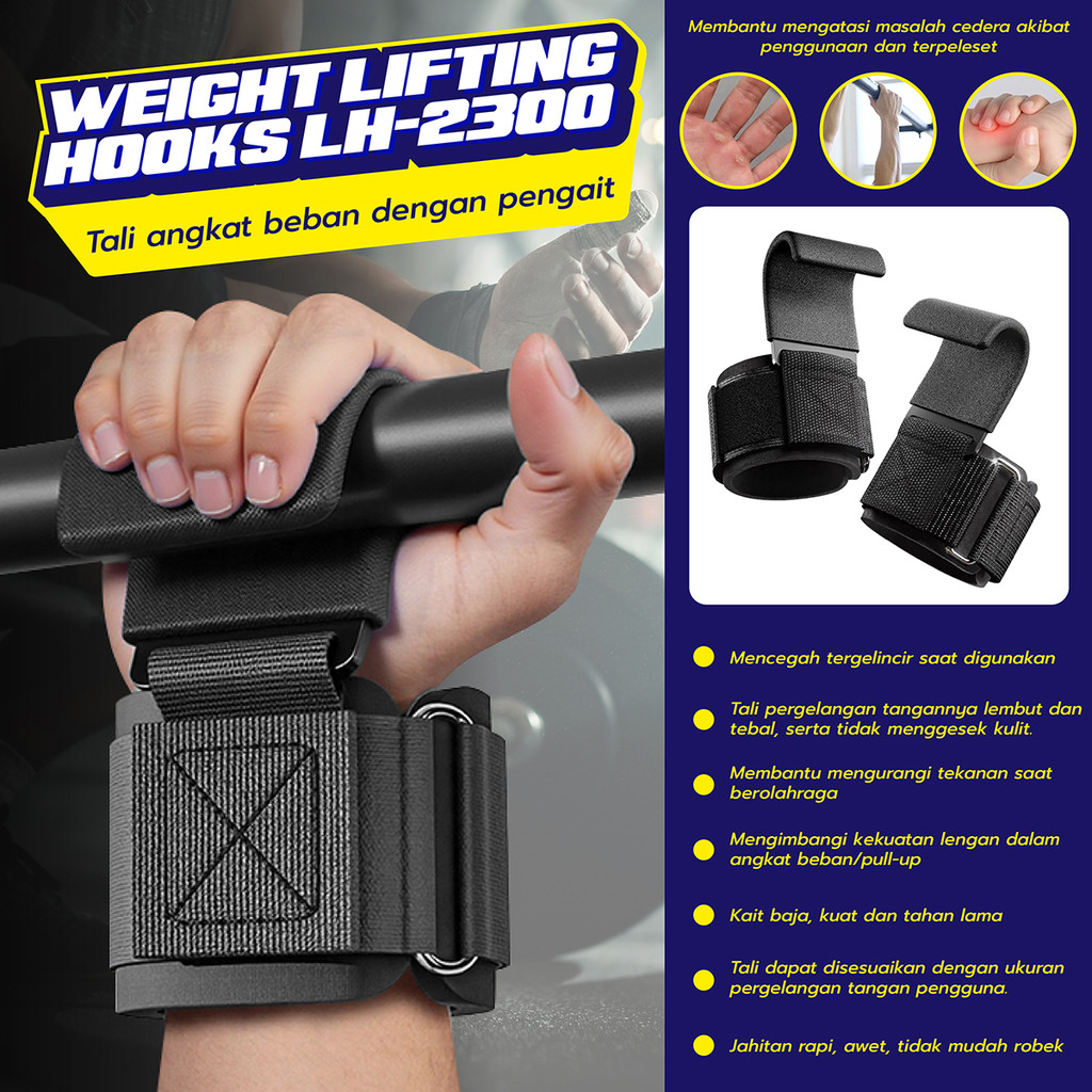 Jual HTD SPORT Wrist Support Band Weight Lifting Strap Hook Gym Tali ...