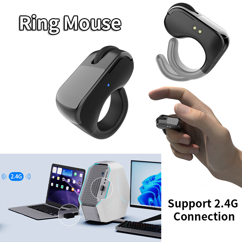 Jual Ring Mouse Rechargeable Mini Light Weight Bluetooth 2.4G Dual-mode ...