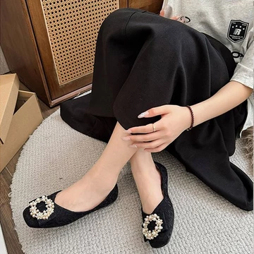 Meirong Sepatu Flat Shoes Putih Korean Style Wanita Import Empuk Flat Shoes Kerja 2026 35 40
