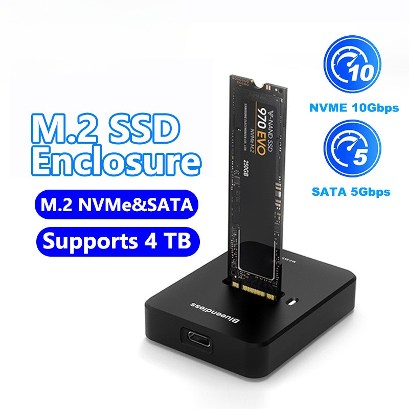 Jual 10Gbps SSD Enclosure M.2 NVMe/SATA Case SSD Docking Station Read ...