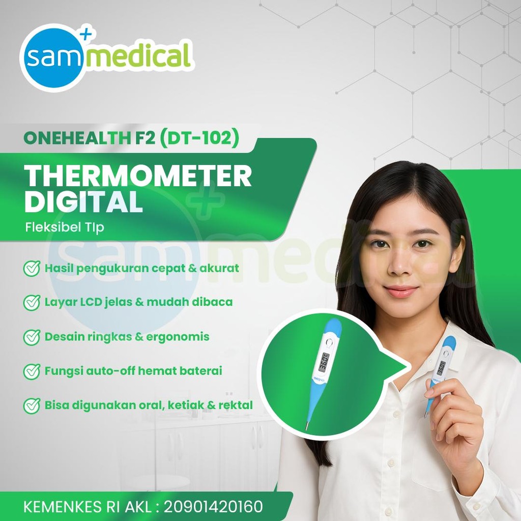 Jual One Health Termometer Digital Flexible Tip F2 (DT-102) / Alat ukur ...