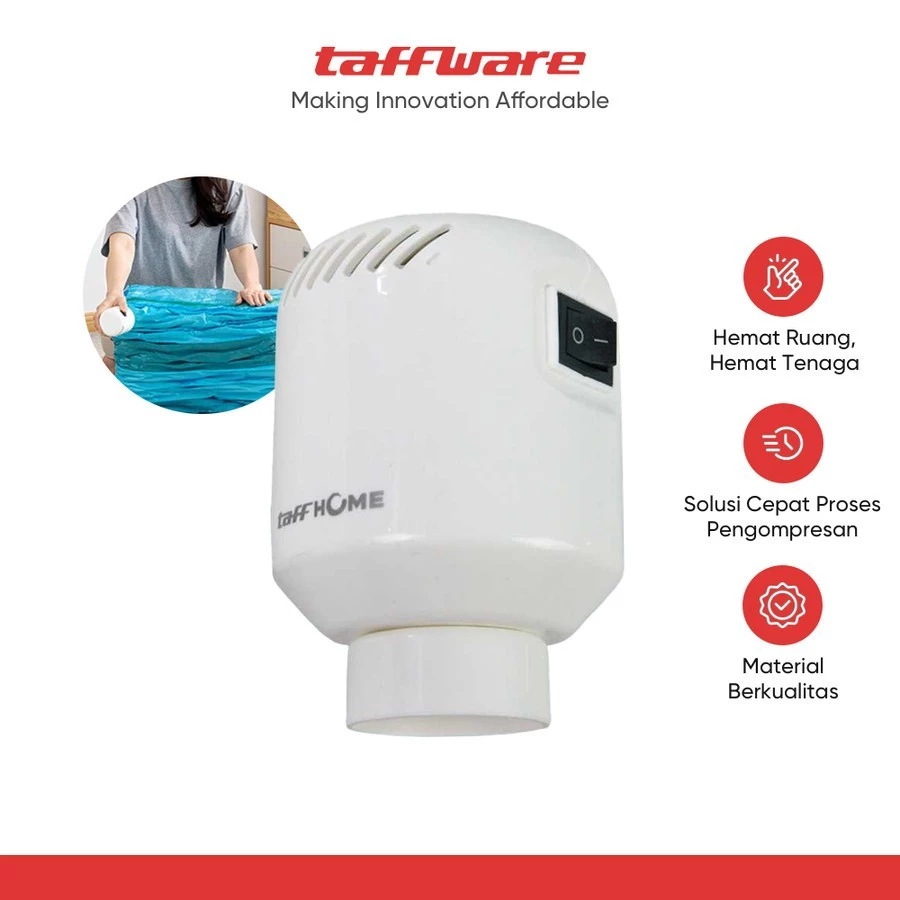 TaffHOME Pompa Vakum Elektrik Tas Penyimpanan Pakaian EU Plug - GR-204
